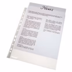 -Excellent value for money pockets.-Ideal for low cost protection of papers in everyday use.-White reinforcing strip.-Polishe ...