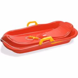 Red Kids Sledge with Brakes by Dantoy 79cm Toboggan with Rope Handle