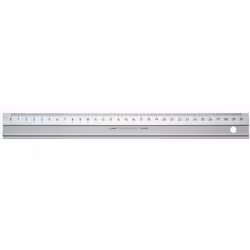 Precision divided cutting ruler with bevel. Equipped with safe cutting edge and rubber strip on the back. so that the ruler d ...