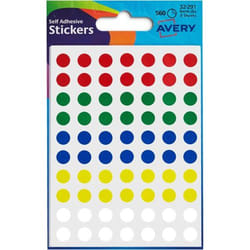 Avery Coloured Label Round 8mm Diameter Assorted Colours (Pack 10 x 56