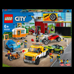 LEGO 60258 City Nitro Wheels Tuning Workshop Building Set with Tow Truck, Hot Rod, Camping Trailer and Motorbike