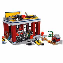 LEGO 60258 City Nitro Wheels Tuning Workshop Building Set with Tow Truck, Hot Rod, Camping Trailer and Motorbike