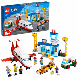 LEGO 60261 City 4+ Central Airport Playset with Toy Plane, Fuel Truck & Pilot Figure