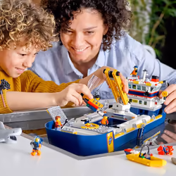 LEGO 60266 City Oceans Exploration Ship Floating Toy Boat, Deep Sea Underwater Set, Diving Adventure for Kids