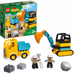 LEGO 10931 DUPLO Town Truck & Tracked Excavator Construction Vehicle Toy for Toddlers 2+ Years Old, Fine Motor Skills Development
