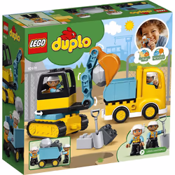 LEGO 10931 DUPLO Town Truck & Tracked Excavator Construction Vehicle Toy for Toddlers 2+ Years Old, Fine Motor Skills Development