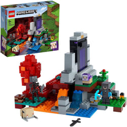 LEGO 21172 Minecraft The Ruined Portal Toy with Steve and Wither Skeleton Figures, Building Set for Kids 8+ Years Old