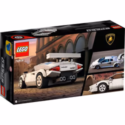 LEGO 76908 Speed Champions Lamborghini Countach, Race Car Toy Model Replica, Collectible Building Set with Racing Driver Minifigure