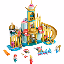 LEGO 43207 Disney Ariel's Underwater Palace  Building Set  Princess Castle Toy  with Mini Mermaid Doll and Dolphin Toys