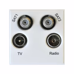 Triax Quad TV/Radio/SAT/SAT2 Euro Insert Module White Faceplate 304264