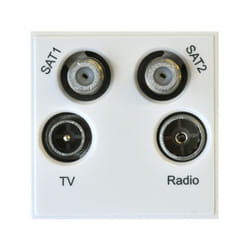 Triax Quad TV/Radio/SAT/SAT2 Euro Insert Module White Faceplate 304264