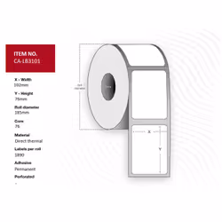 Capture CA-LB3101, White, Roll, Direct thermal, Permanent, 18.5 cm, 10.2 cm