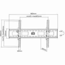 Manhattan TV & Monitor Mount, Wall, Tilt, 1 screen, Screen Sizes: 37-75", Black, VESA 200x200 to 800x400mm, Max 75kg, LFD, Lifetime Warranty - Additional view 4