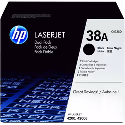 HP Q1338D twin pack Black Laser Cartridge for HP LaserJet 4200. Page life - 24.000.Compatible Printers: HP LaserJet 4200 DTN. ...
