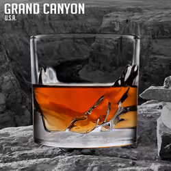 LIITON Grand Canyon Crystal Bourbon Whiskey Glasses Gift Set of 4  Heavy Freezable Old Fashioned Cocktail Glass Tumbler  Premium Luxury Gift for Men