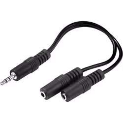 Sandberg MiniJack Splitter 1-2, 3.5mm TRS, Male, 2x 3.5mm TRS, Female, Black