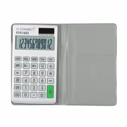 Q-CONNECT KF01603, Pocket, Basic, 10 digits, 1 lines, Battery/Solar, Black, Grey, White