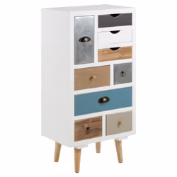 Actona Thais, Multicolour, White, 9 drawer(s), Medium Density Fibreboard (MDF), Rectangular, MDF, Wood