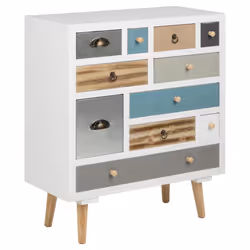 Actona Thais, Multicolour, White, Wood, 11 drawer(s), Pinewood, Rectangular, MDF, Lacquer