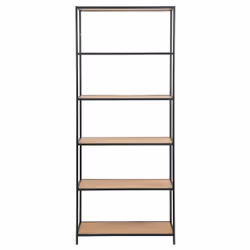 Actona Seaford, Black, 5 shelves, Steel, Wood, Matt, Black