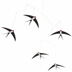 5 Flying Swallows Hanging Mobile - 24 Inches - High Quality Cardboard - Handmade in Denmark by Flensted