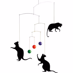 Flensted Mobiles Feline Mobile Steel Multi-Coloured 50 x 45 cm