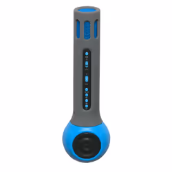 Denver KMS-10BLUE, Karaoke microphone, 1%, Wireless, Bluetooth, Blue, Grey, Acrylonitrile butadiene styrene (ABS), Silicone