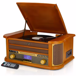 Denver MRD-51BT Retro Record Player Turntable Music Centre With CD Player, DAB & FM / AM Radio, Bluetooth, Record Player, Cas ...
