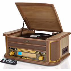 Denver MCR-50 CD Cassette Record Player HiFi - Light Wood