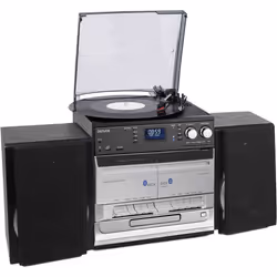 Denver DAB / DAB+ Record Player Turntable, Cassette Player, CD Player HiFi with USB Recording & Memory Card Reader