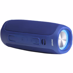 Denver BTV-220 Portable Bluetooth Speaker Cannon, LED Lights, Rechargeable, USB & Micro SD, AUX In, Handsfree Speaker Phone - Blue