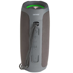 Denver BTV-220 Portable Bluetooth Speaker Cannon, LED Lights, Rechargeable, USB & Micro SD, AUX In, Handsfree Speaker Phone - Grey