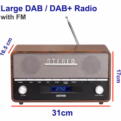 Denver DAB-36 Retro Bluetooth DAB+ FM Radio - Dark Wood