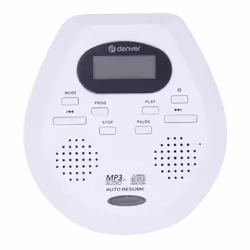 Denver DMP-395W, 180 g, White, Portable CD player
