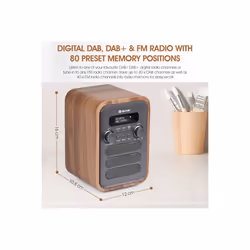 DAB-48 Bluetooth DAB/DAB+ Digital Radio with Large Remote Control - Grey