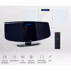 Denver MDA-320 Bluetooth DAB+ CD Player - WHITE