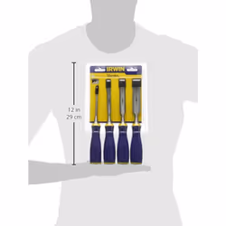 IRWIN 10505173 Marples M500 Bevel Edge All-Purpose Chisel with Striking Cap 4-Piece Set (Clamshell), Set of 4