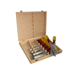 Irwin Marples MS373S8 Splitproof Flat Wood Chisel Set 8-Piece & Wooden Box