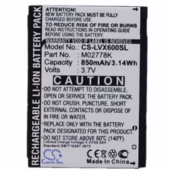 CoreParts MOBX-BAT-LVX600SL, Battery, Black, Lithium Polymer (LiPo), 850 mAh, 3.7 V, 3.15 Wh