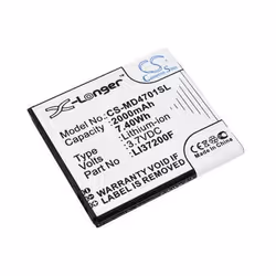 CoreParts MOBX-BAT-MD4701SL, Battery, Black, Lithium Polymer (LiPo), 2000 mAh, 3.7 V, 7.4 Wh