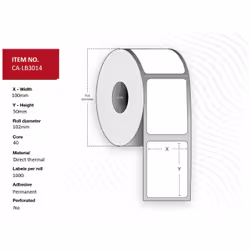 Capture CA-LB3014, White, Roll, Direct thermal, Permanent, 10.2 cm, 10 cm