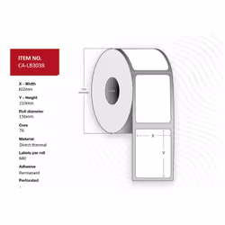 Capture CA-LB3038, White, Roll, Direct thermal, Permanent, 15.6 cm, 10.2 cm