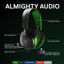 Steelseries Arctis Nova 7X Headset Wired & Wireless Head-band Gaming USB Type-C Bluetooth Black, Green - Additional view 7