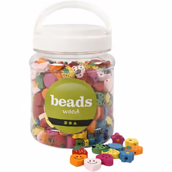 Creativ Company Shaped wooden beads, Wood, Multicolour, Bead mix