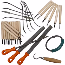 Creativ Company 97258, Modelling tool set, Green, Grey, Metallic, Orange, Wood, Soapstone