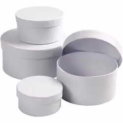 Creativ Company Round Boxes, Storage box, White, Round, Cardboard, Monochromatic, White