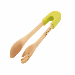 Outwell Bamboo & Silicone Multi Tool Tongs & Salad Servers | Green