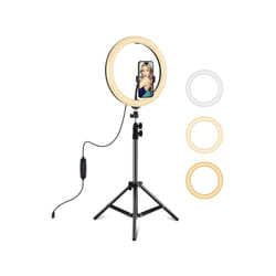 PULUZ 11.8" LED Ring Light Kit â 30cm, 1.1m Tripod, 3 Modes, Dual Color Temperature, Type-C, Phone Clamp (Black)