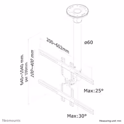 Neomounts FPMA-C400SILVER Monitor/TV mount ceiling 32-60" - h 64-104 cm - Additional view 3