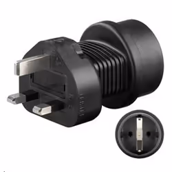 This Power Adapter connects from CEE 7/4 (Schuko) to UK. This adapter don't convert line voldtage.